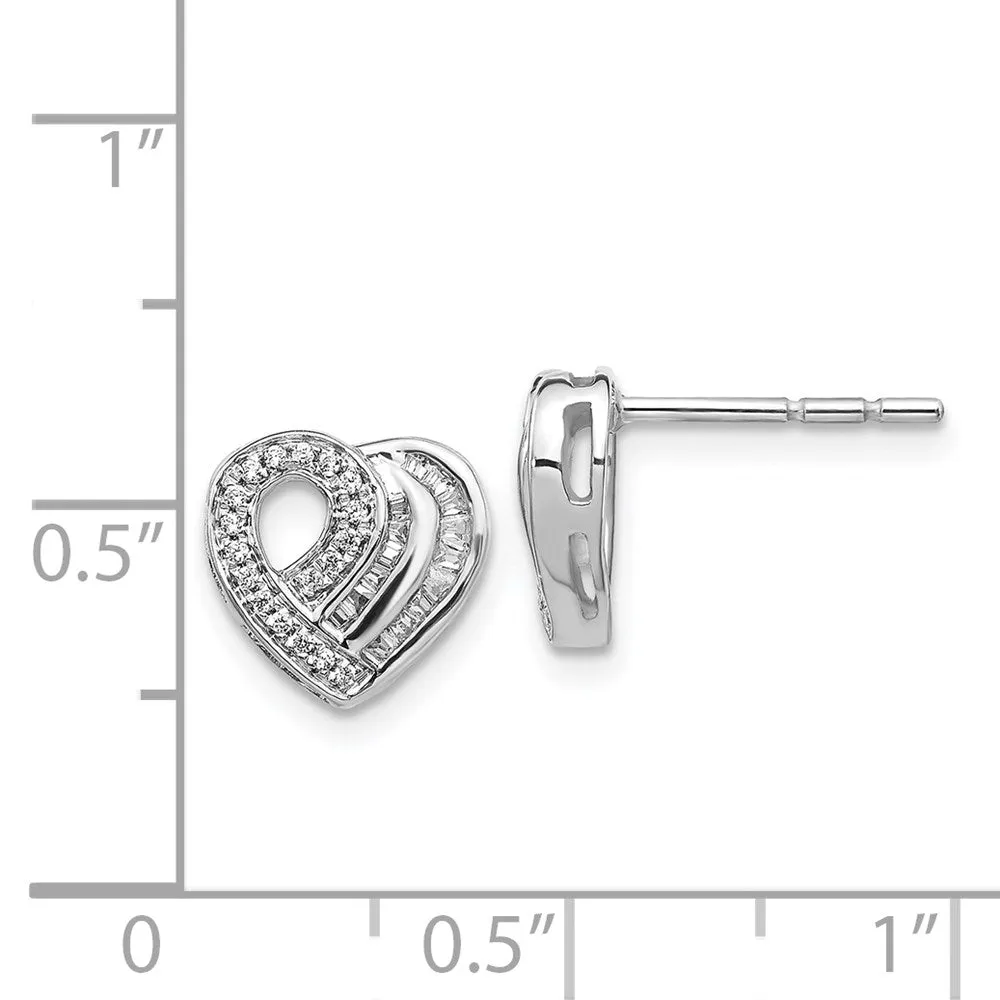 1/5 CTW Diamond Heart Stud Earrings in 14KT White Gold