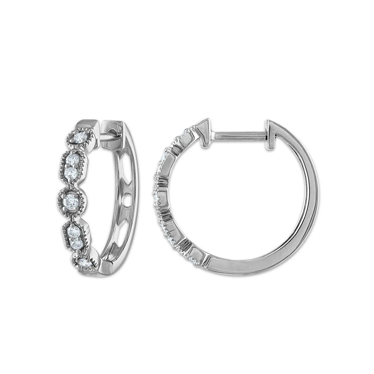 1/6 CTW Diamond Hoop Earrings in 10KT White Gold