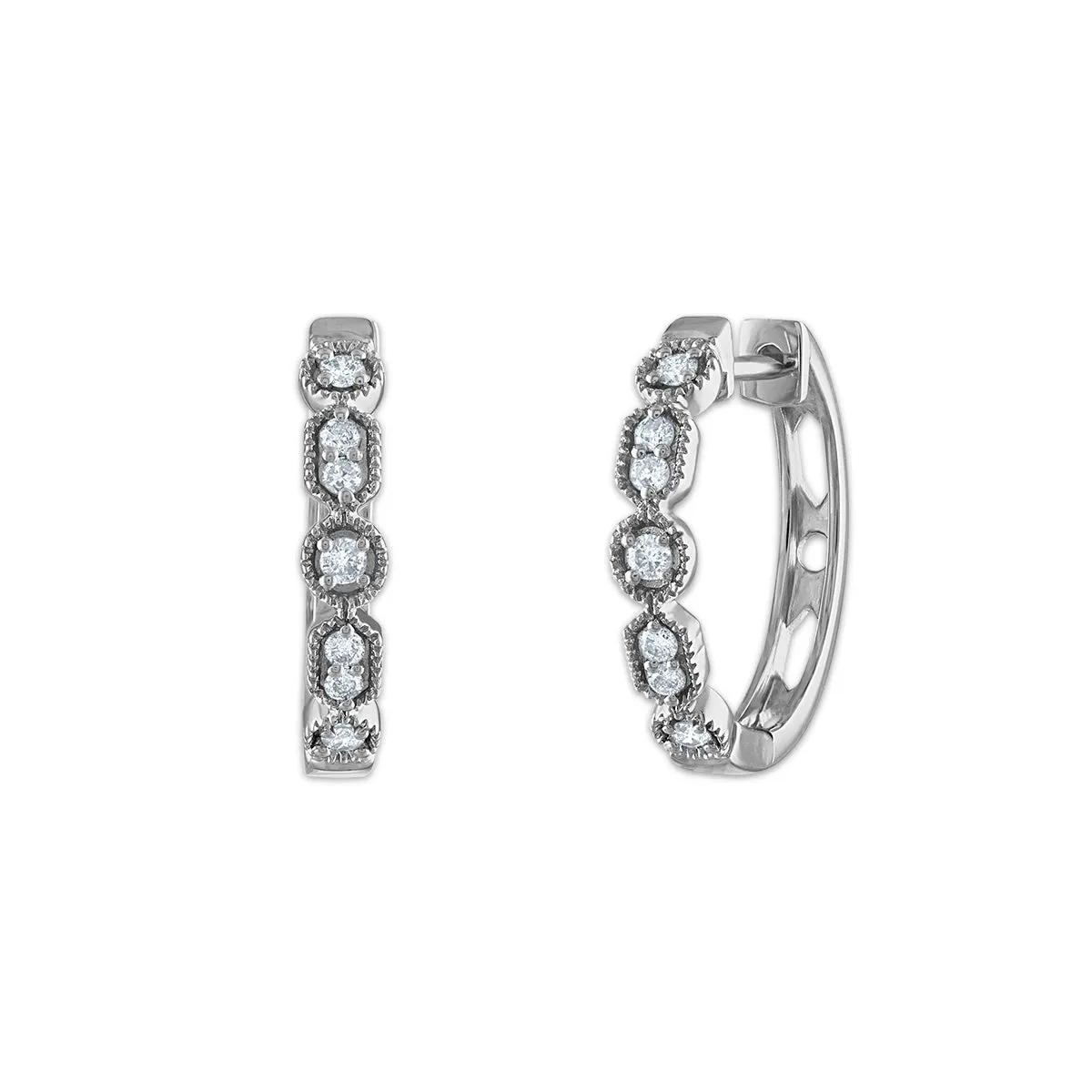 1/6 CTW Diamond Hoop Earrings in 10KT White Gold