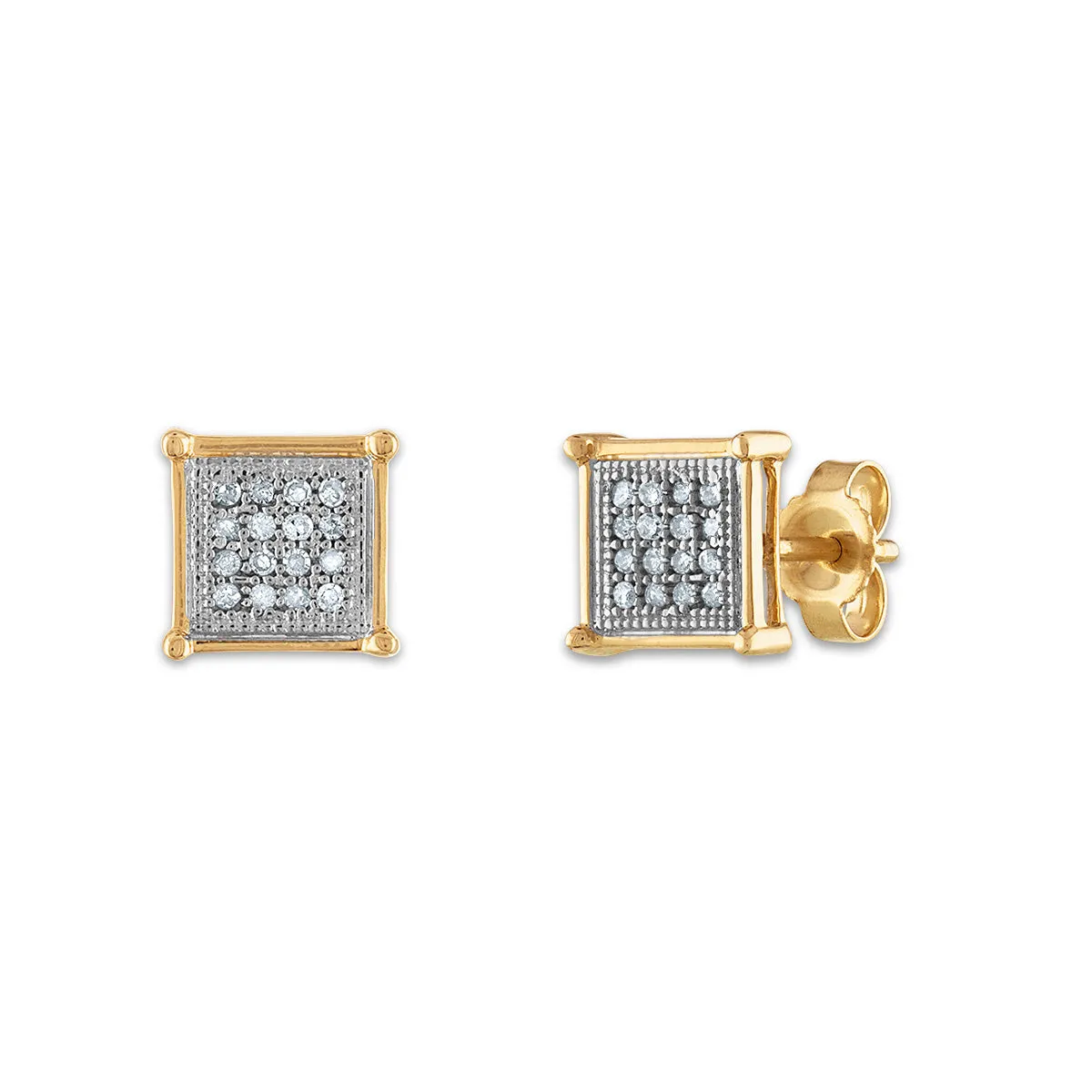 1/7 CTW Diamond Cluster Stud Earrings in 10KT Yellow Gold