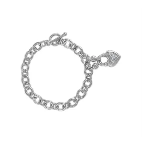 1/7 CTW Diamond Heart Fashion 7.5-inch Bracelet in Rhodium Plated Sterling Silver