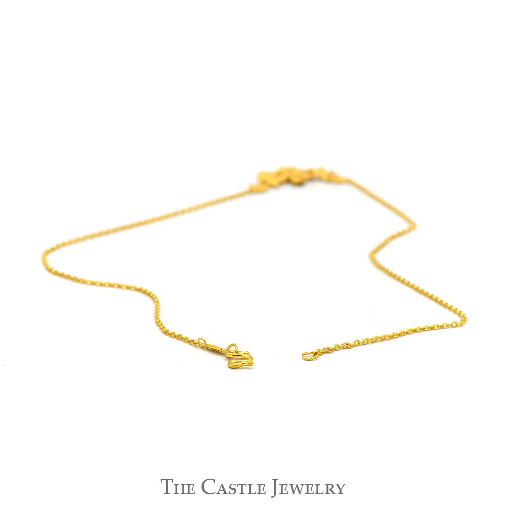 18 Inch Flower Cluster Drop Necklace in 24k Yellow Gold