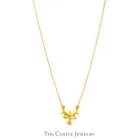 18 Inch Flower Cluster Drop Necklace in 24k Yellow Gold