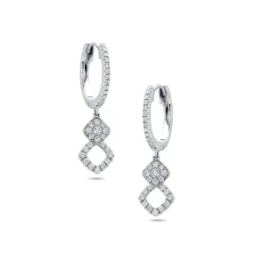 18 kt White Gold Double Diamond Shape Chandelier Earrings