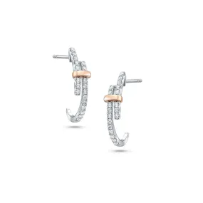 18 kt White Gold J Hoop Diamond Earrings