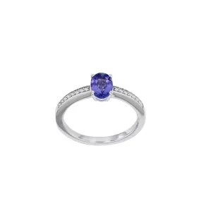 18ct White Gold Oval Tanzanite & Diamond Ring