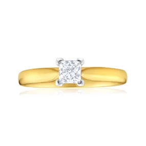 18ct Yellow Gold Solitaire Ring With 0.5 Carat Diamond