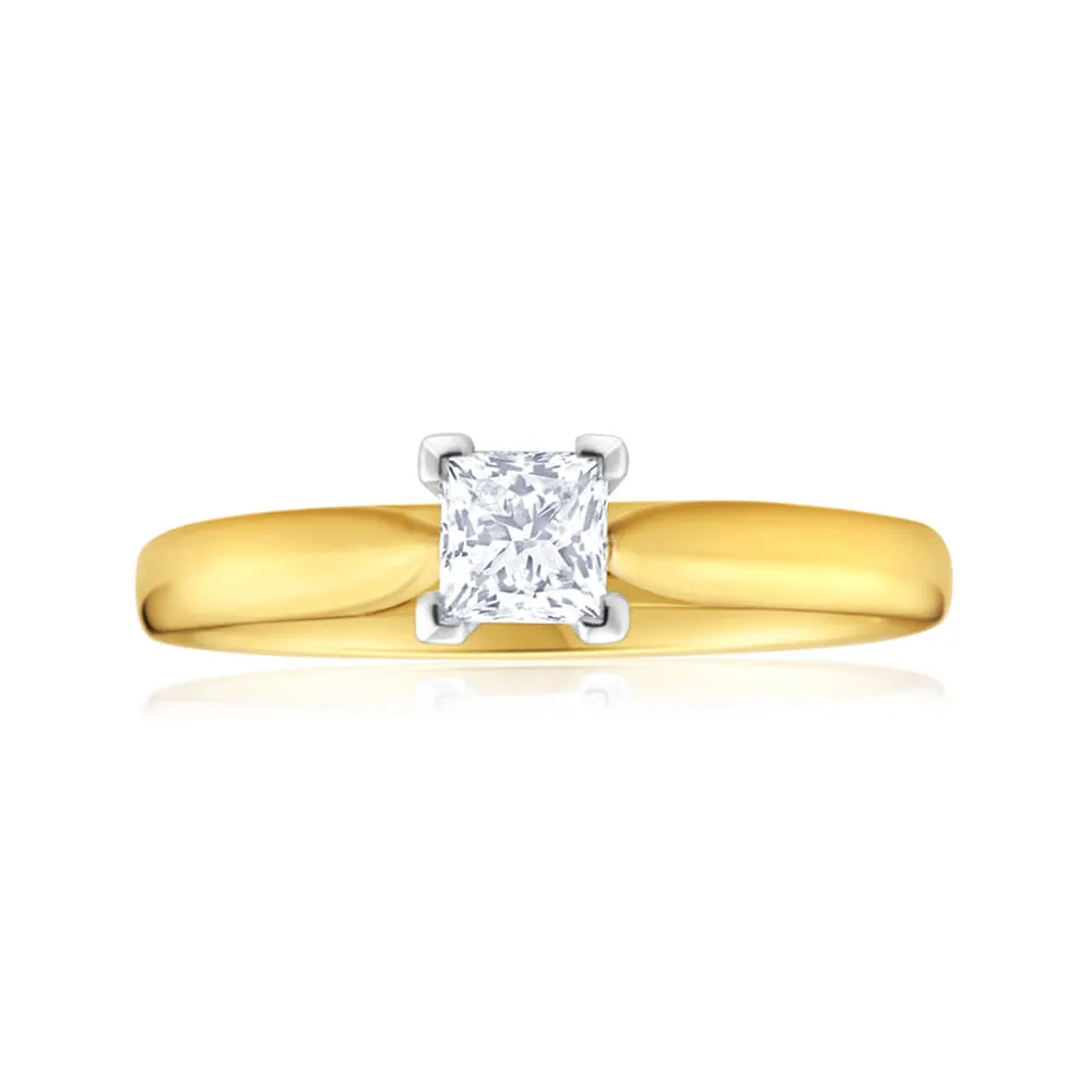 18ct Yellow Gold Solitaire Ring With 0.5 Carat Diamond