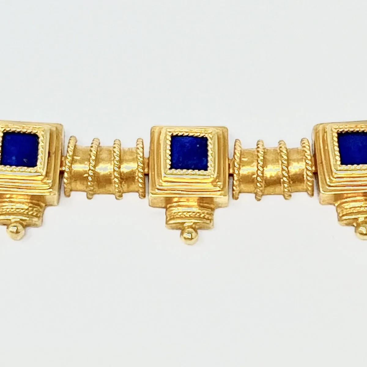 18K Gold Egyptian Revival Necklace with Lapis