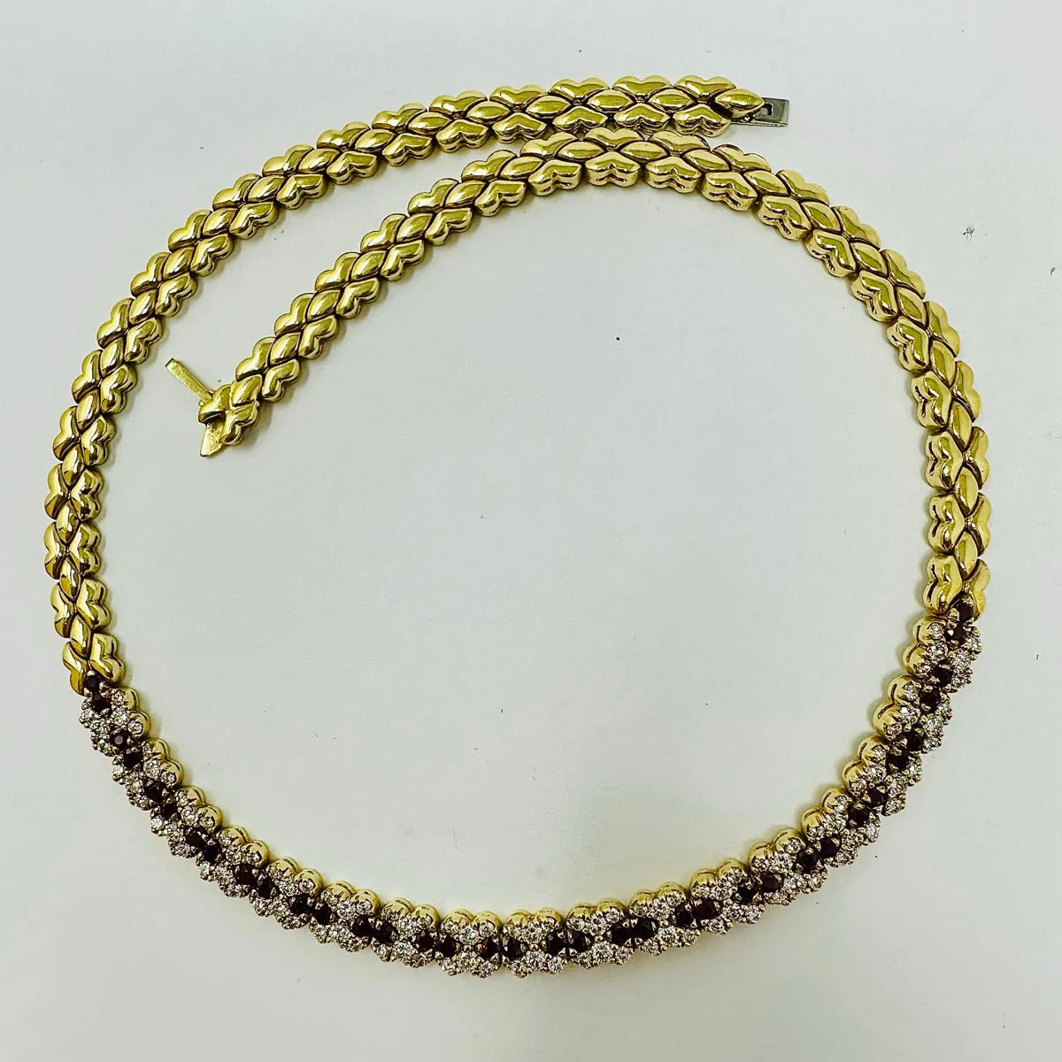 18K Gold Necklace with Ruby and Diamonds