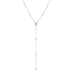 18k Rose Gold 0.36ctw Diamond Hexagon Drop Pendant Necklace