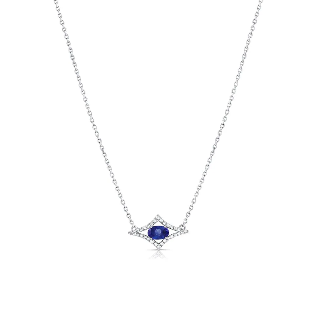 18K White Gold 0.34ct Sapphire Diamond Star Necklace