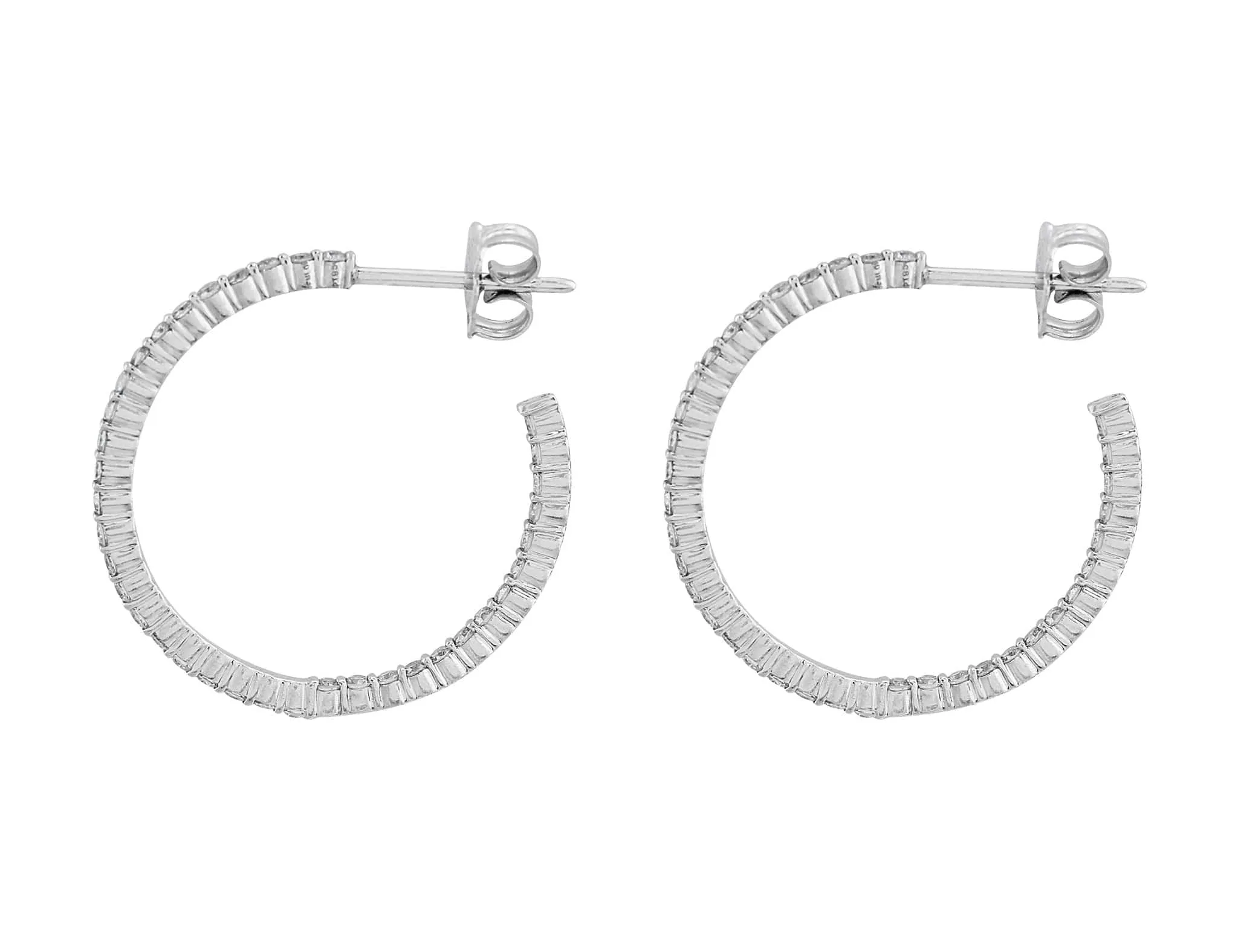 18k White Gold 1ctw Diamond Hoops