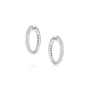 18K WHITE GOLD DIAMOND ROUND HOOP EARRINGS