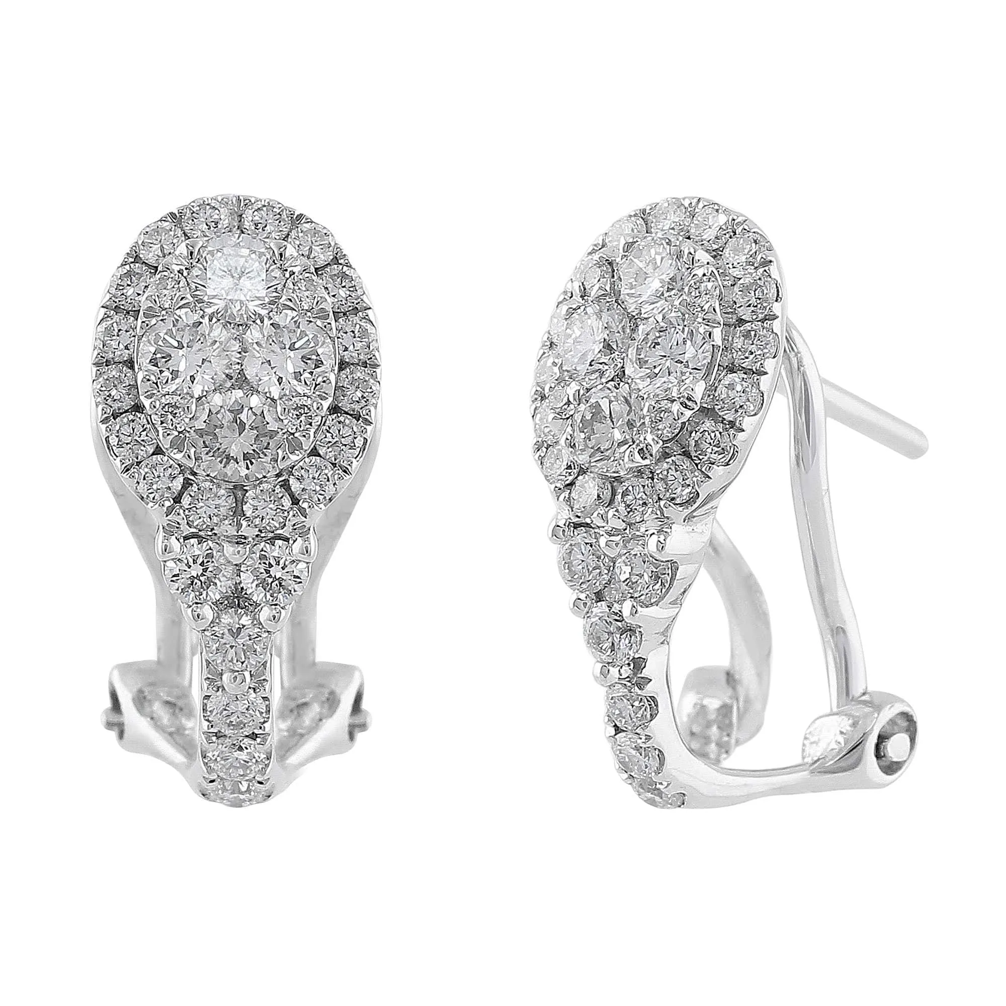 18k White Gold Diamond Teardrop Lever Back Earrings