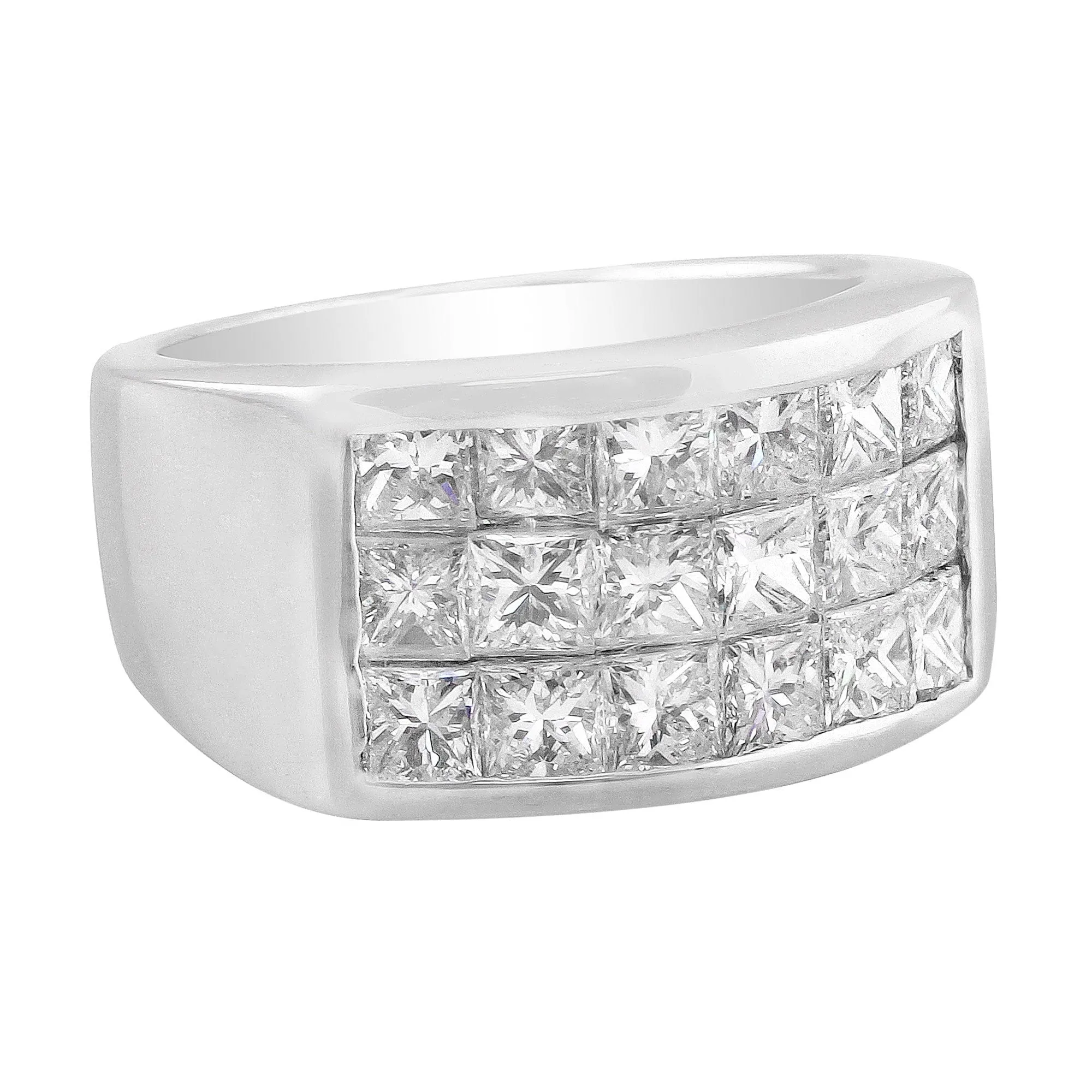 18k White Gold Invisible Set Princess Ring