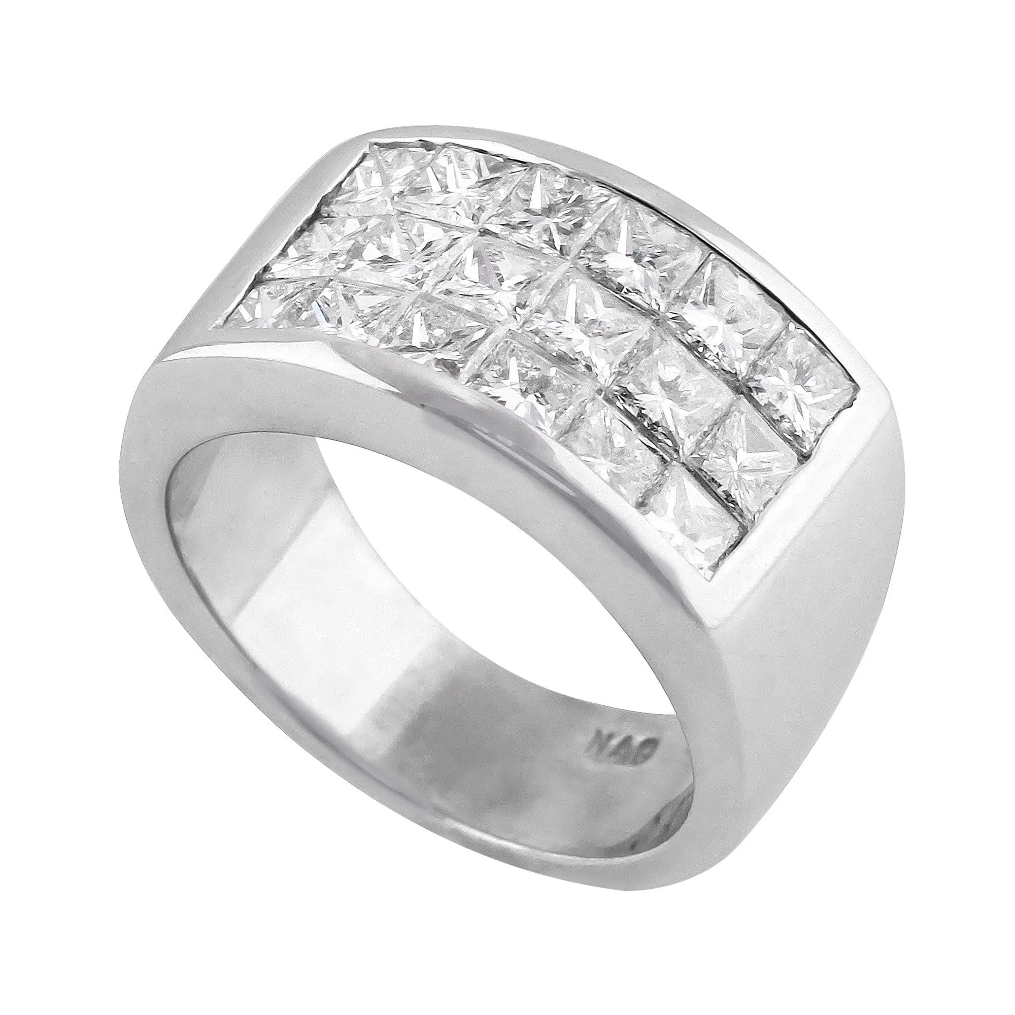 18k White Gold Invisible Set Princess Ring