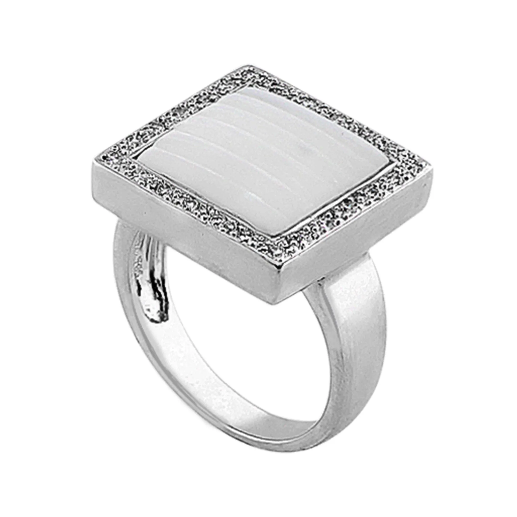 18k White Gold Mother Of Pearl Diamond Ring