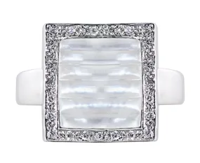 18k White Gold Mother Of Pearl Diamond Ring