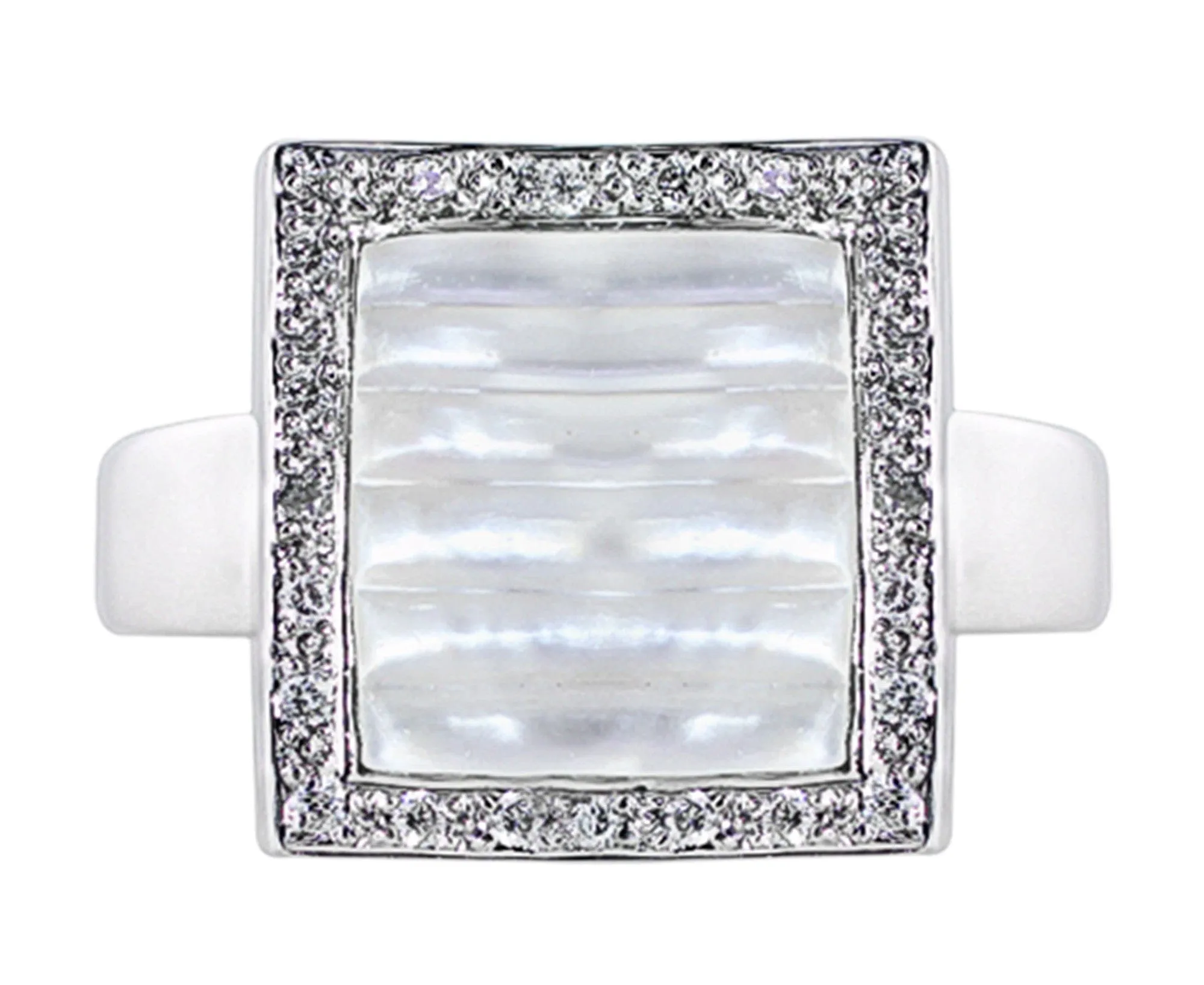 18k White Gold Mother Of Pearl Diamond Ring