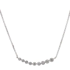 18K White Gold Nine Round Brilliant Cut Graduated Diamonds Necklace