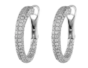 18k White Gold Pavé Diamond Omega Hoops