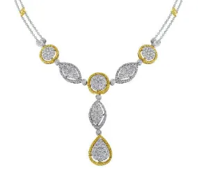 18k White Gold Yellow and White Diamond Detachable Drop Necklace