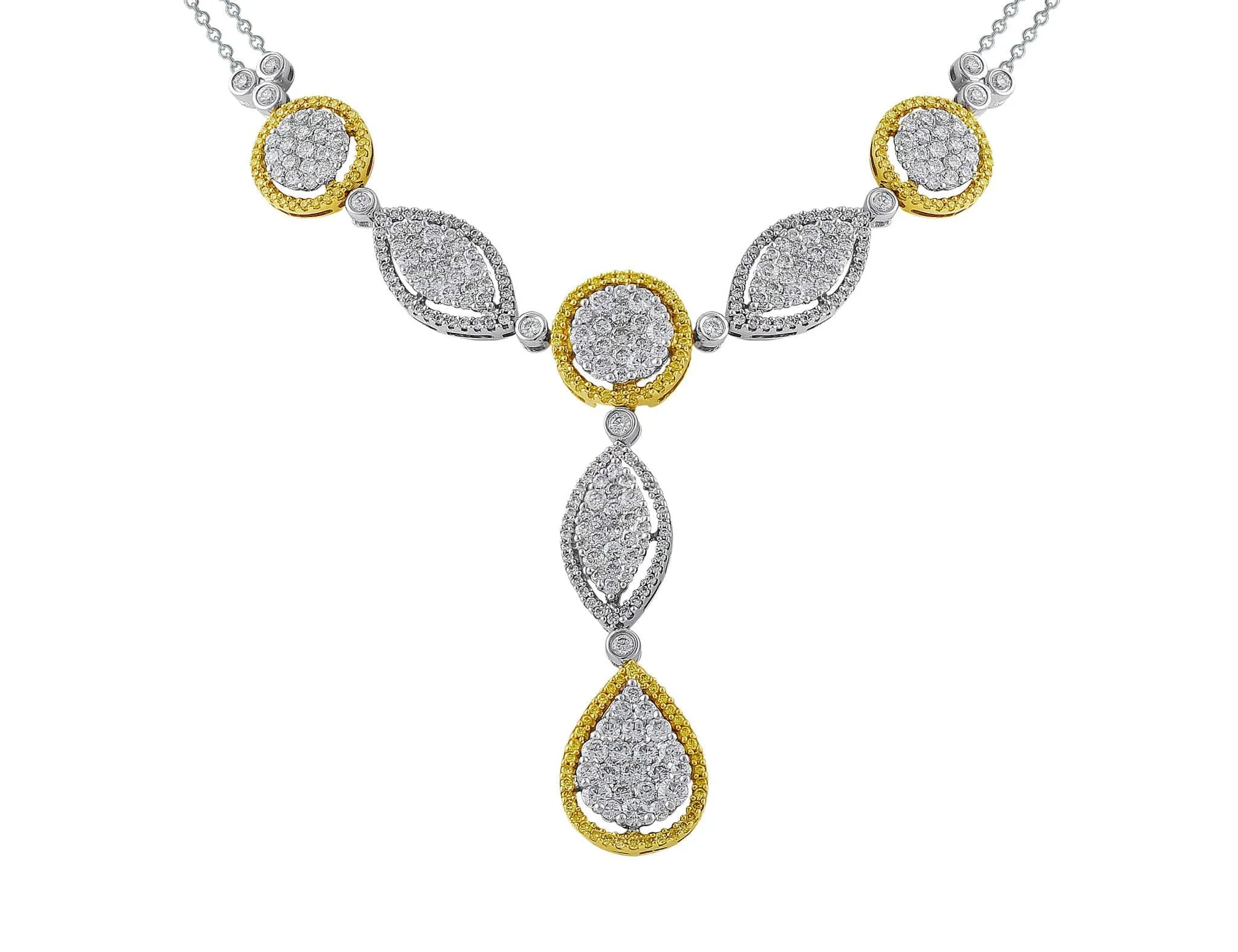 18k White Gold Yellow and White Diamond Detachable Drop Necklace