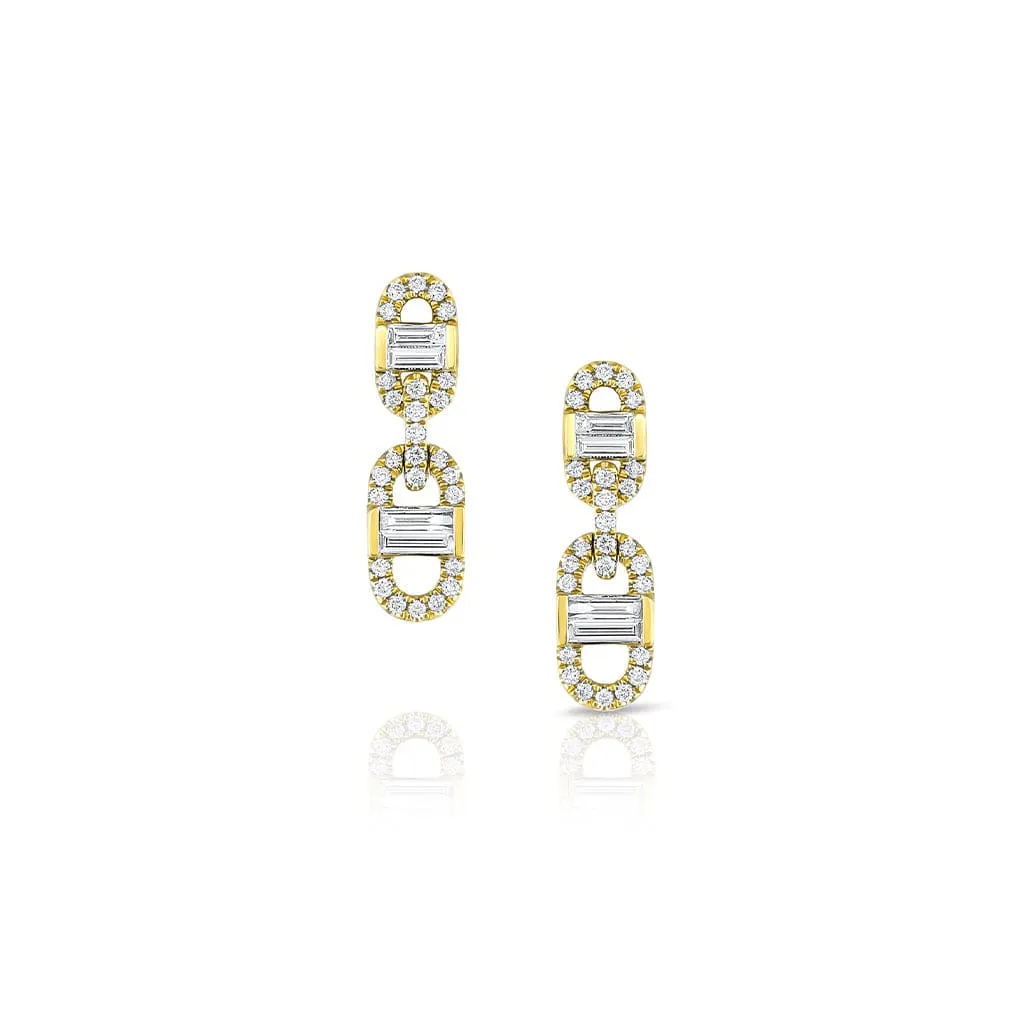 18k Yellow Gold 0.51ctw Diamond Paper Clip Chain Earrings