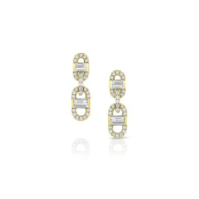 18k Yellow Gold 0.51ctw Diamond Paper Clip Chain Earrings