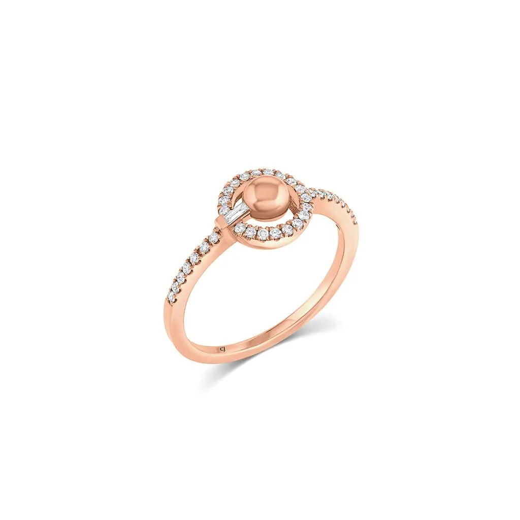 18kt Rose Gold 0.19ctw Diamond Ball Center Ring