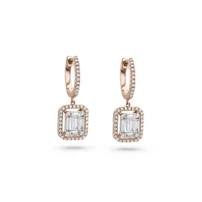 18kt Rose Gold Diamond Chandelier Rectangular Earrings