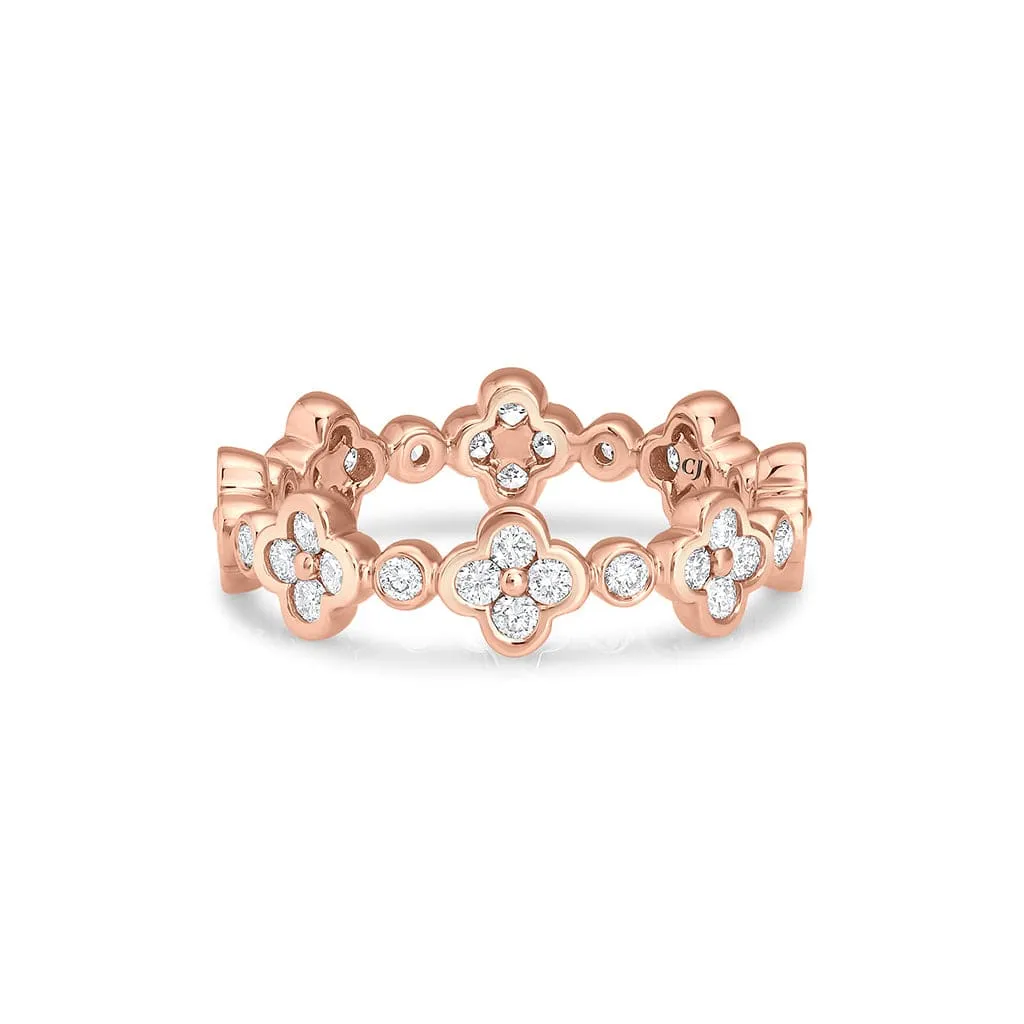 18KT ROSE GOLD FLOWER DIAMOND ETERNITY BAND