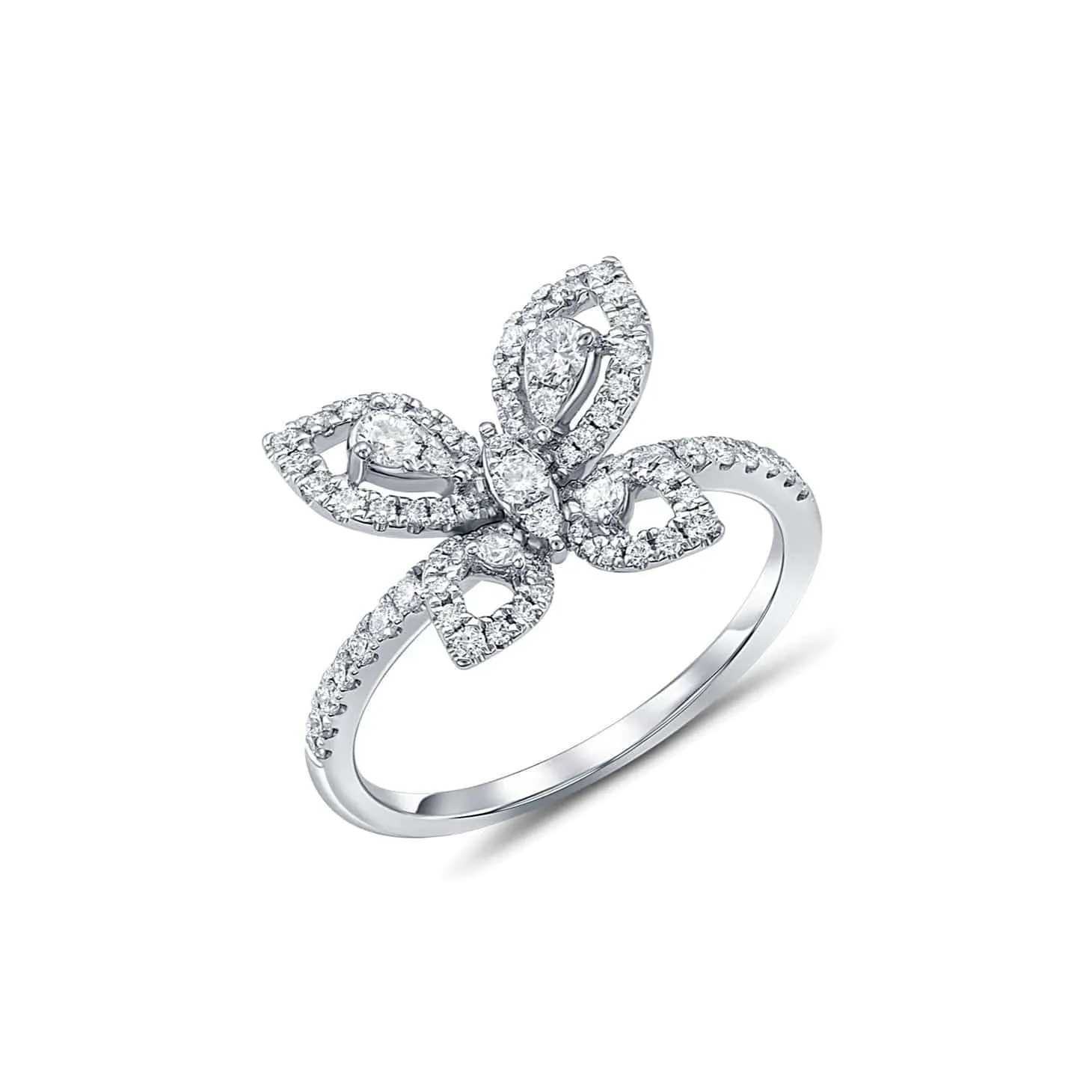 18kt White Gold 0.55ctw Diamond Butterfly Ring