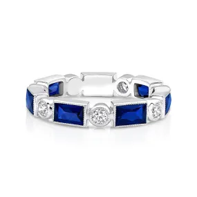 18kt White Gold Sapphire & Diamond Band Ring