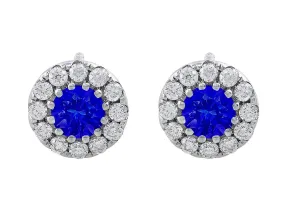 18kt White Gold Sapphire & Diamond Studs