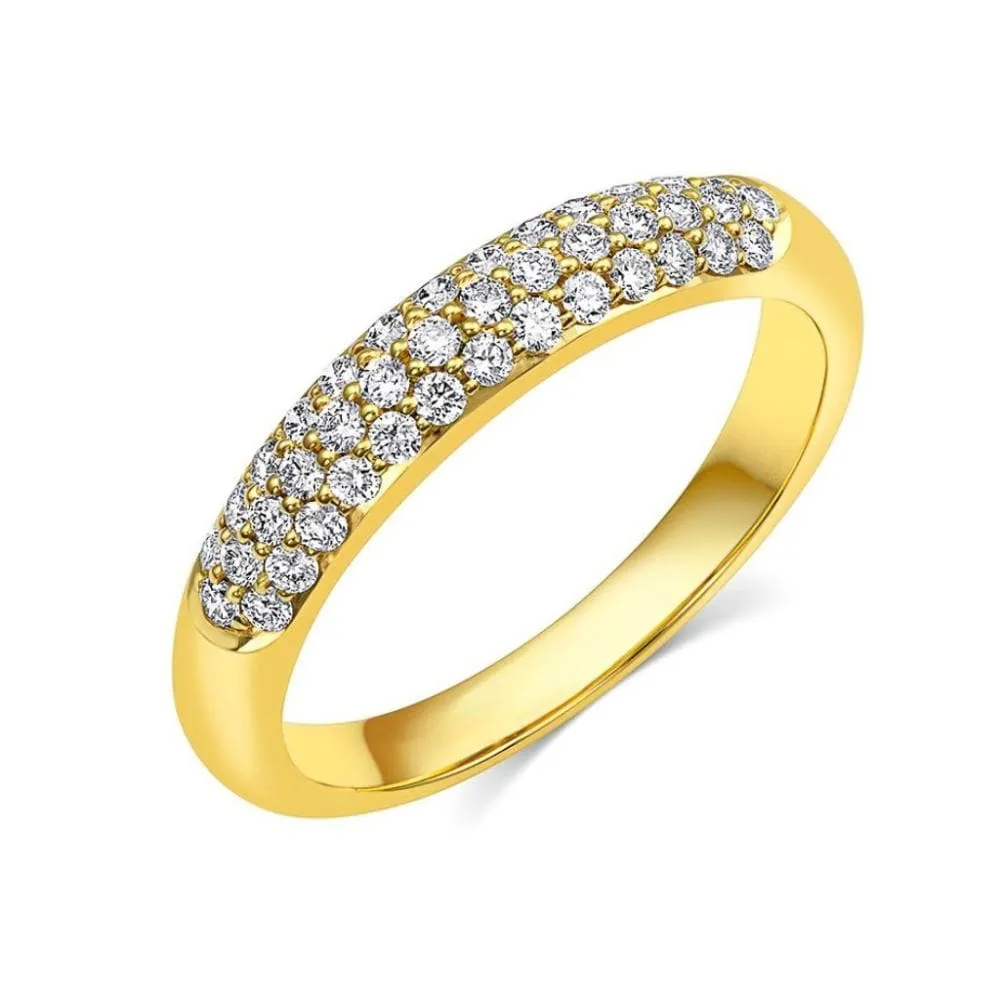 18kt Yellow Gold Micropavè Diamond Half Band