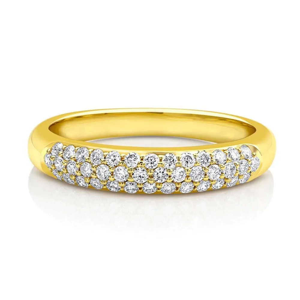 18kt Yellow Gold Micropavè Diamond Half Band