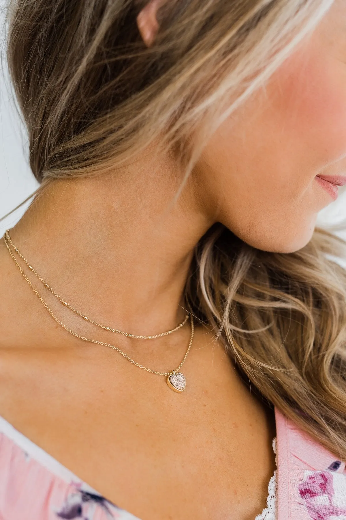 2 Tier Heart of Stone Necklace- Rose Gold