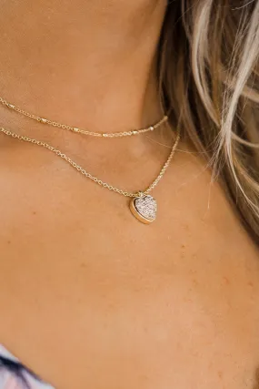 2 Tier Heart of Stone Necklace- Rose Gold