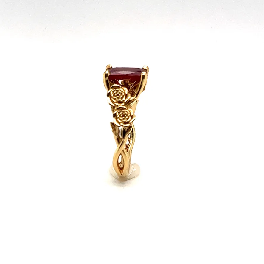 2.03CT NATURAL EMERALD CUT RUBY RING