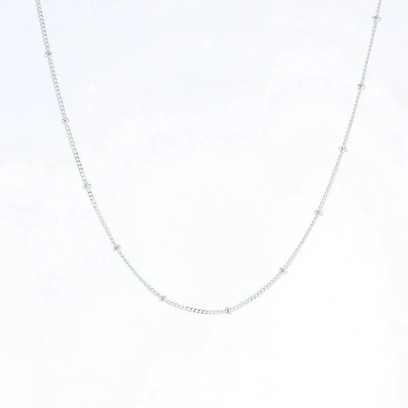 20" Silver Beaded Curb Chain