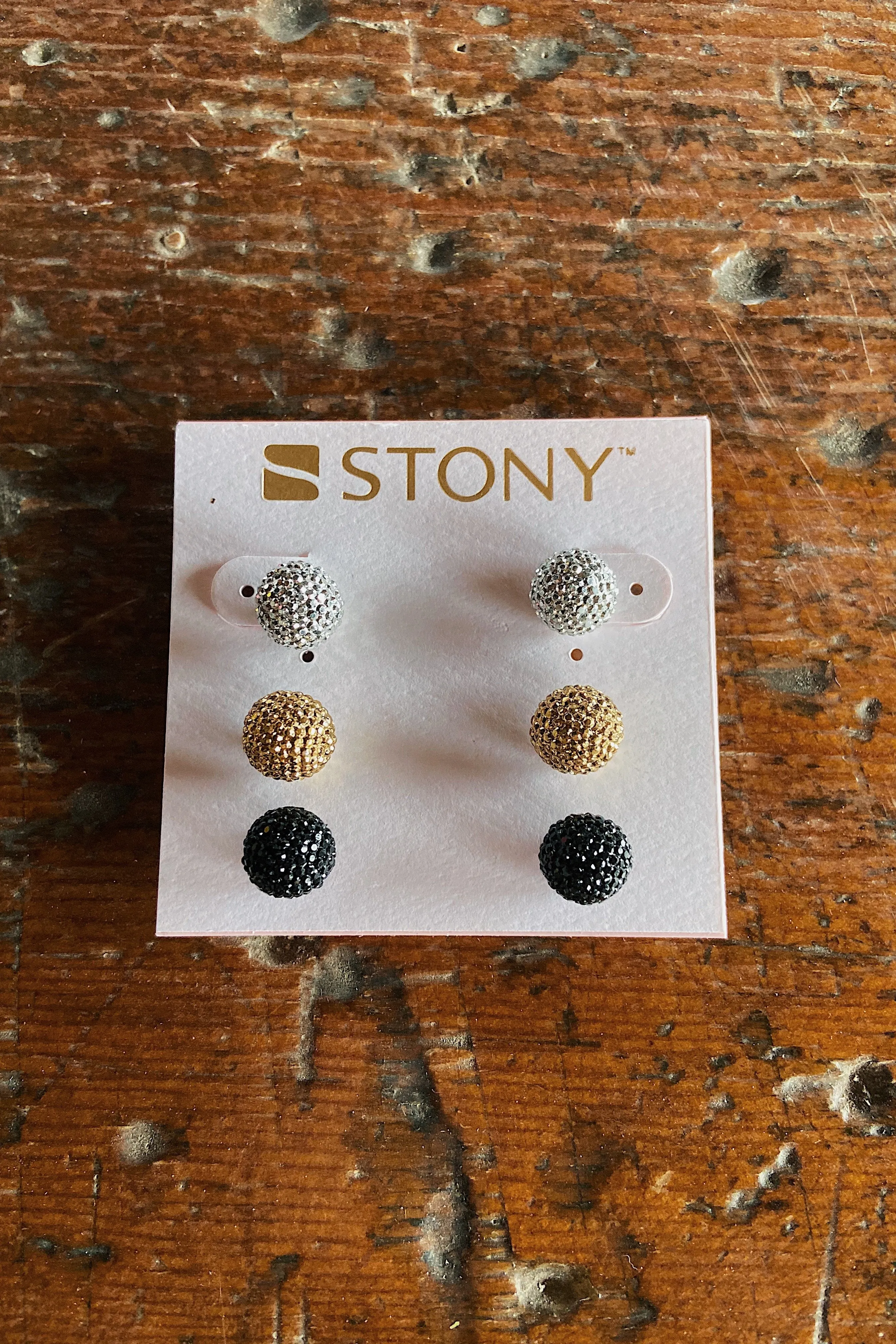 3 Piece Earring Set- Sliver, Gold, & Black