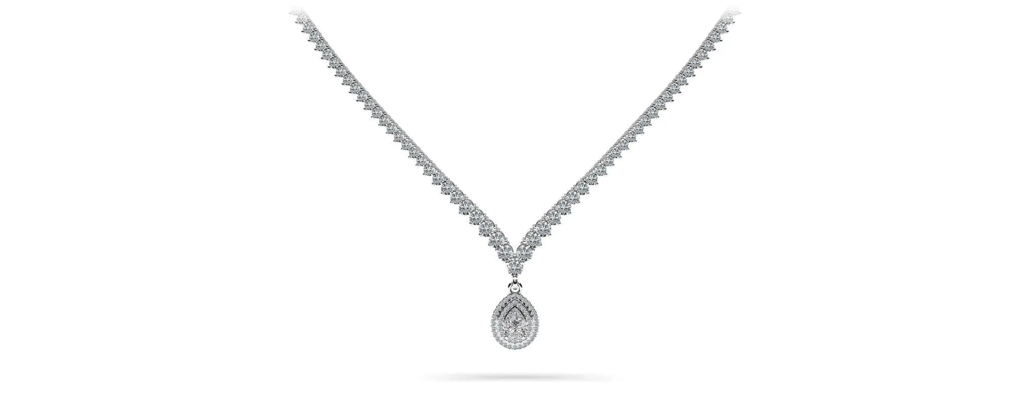 3 Prong Graduated V Diamond Lab-Grown Diamond Necklace with 9.54 ct.(finished)