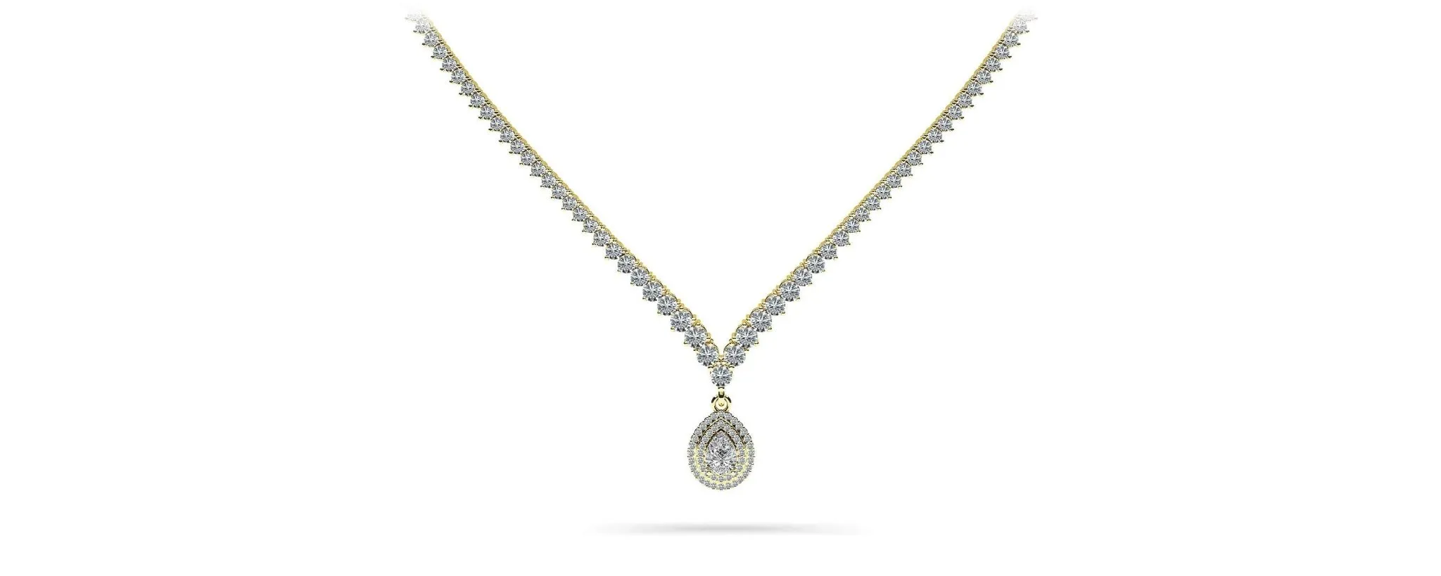 3 Prong Graduated V Diamond Lab-Grown Diamond Necklace with 9.54 ct.(finished)