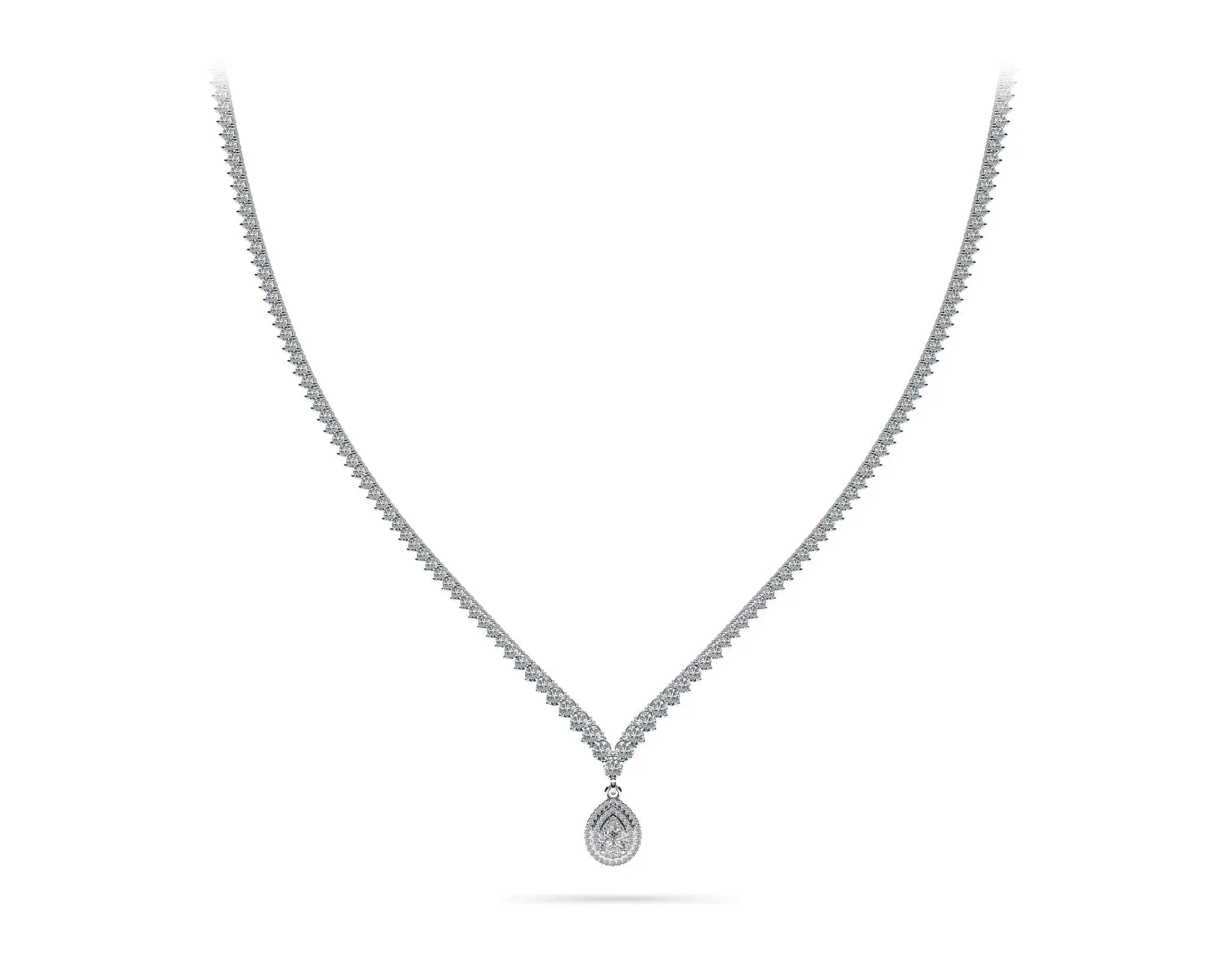 3 Prong Graduated V Diamond Necklace with 11.06 ct.(finished)