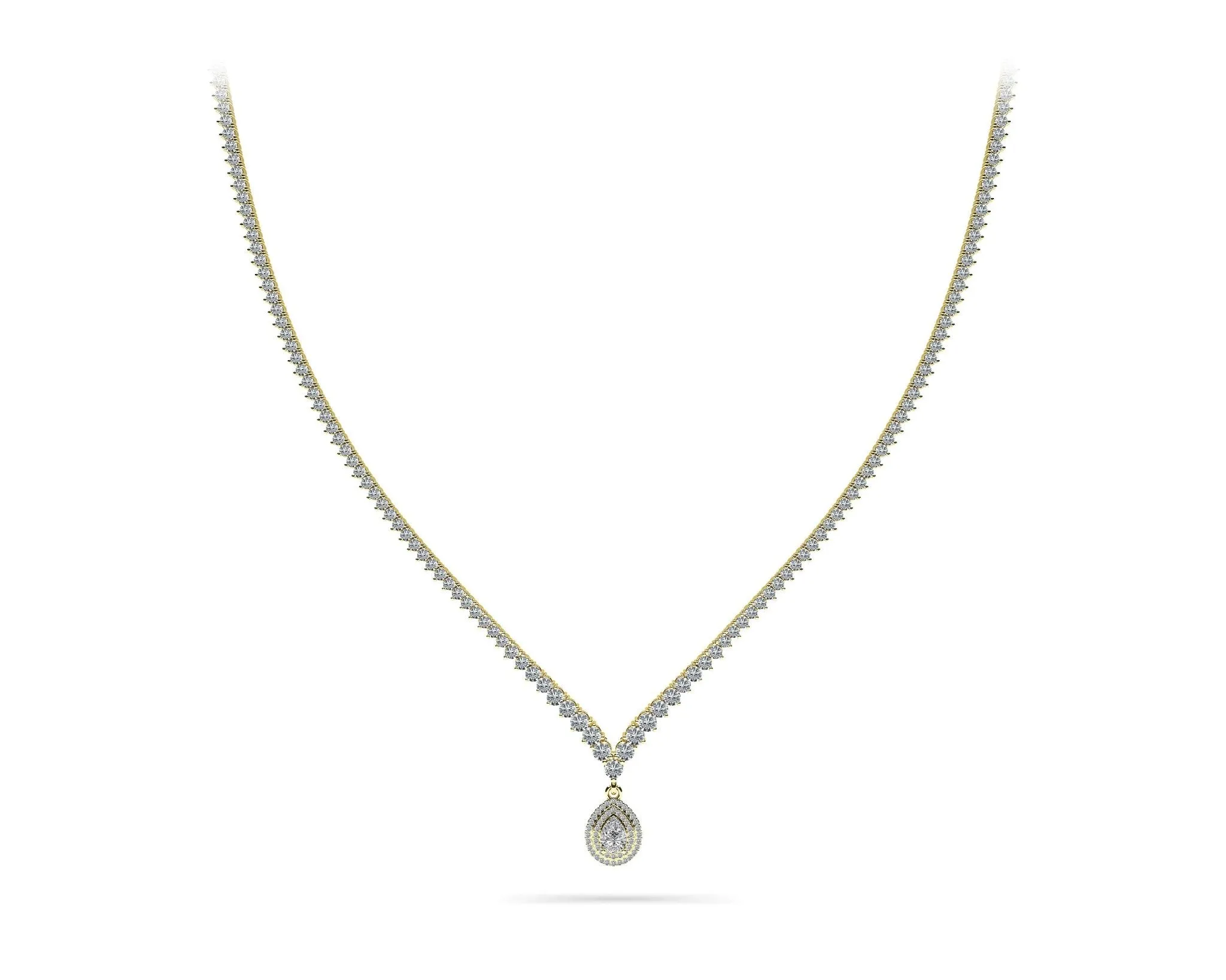 3 Prong Graduated V Diamond Necklace with 11.06 ct.(finished)