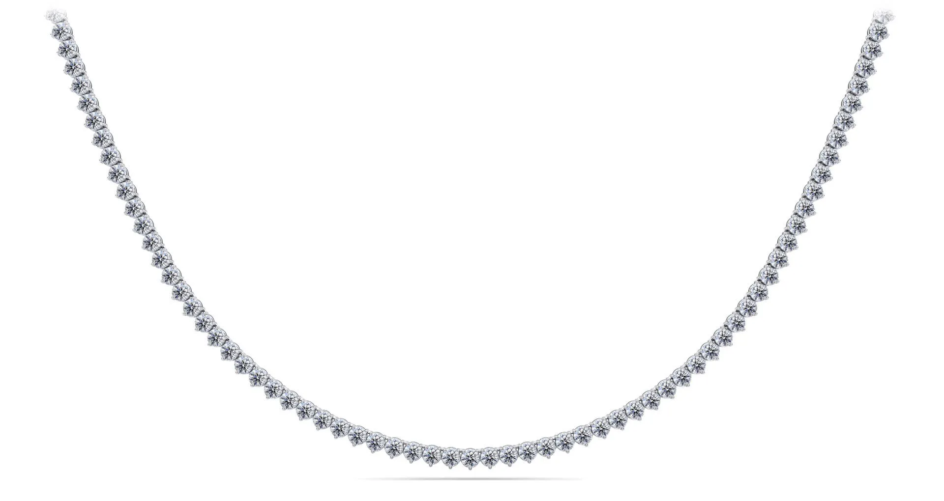 3 Prong Riviera Diamond Necklace with 19.95 ct.(finished) 3.8mm