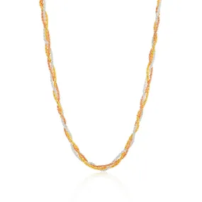 3 Tone Sterling Silver and Gold Plated Multi Strand Necklace 42cm