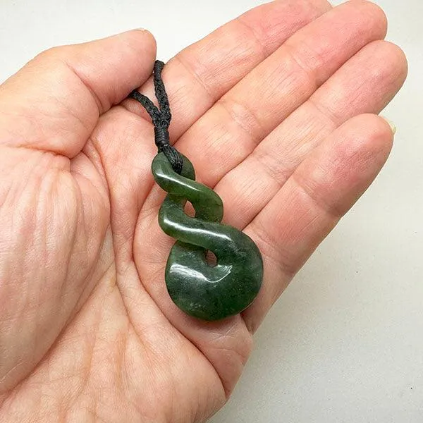 4cm Genuine NZ Greenstone Maori Double Twist Necklace